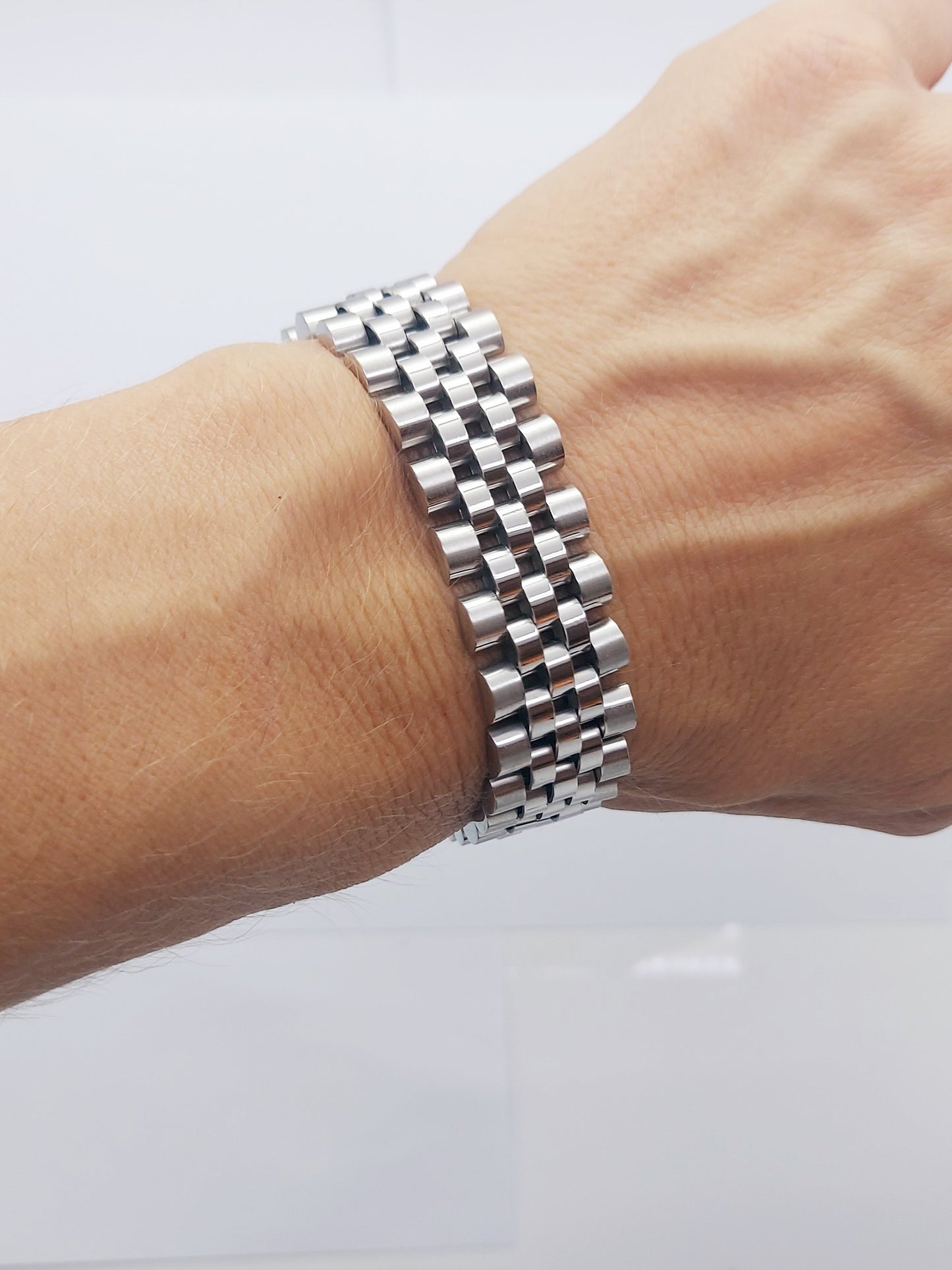 HIGH QUALITY MEN'S WOMEN'S STAINLESS STEEL CLASSIC BRACELET SILVER LARGE steelstyle33