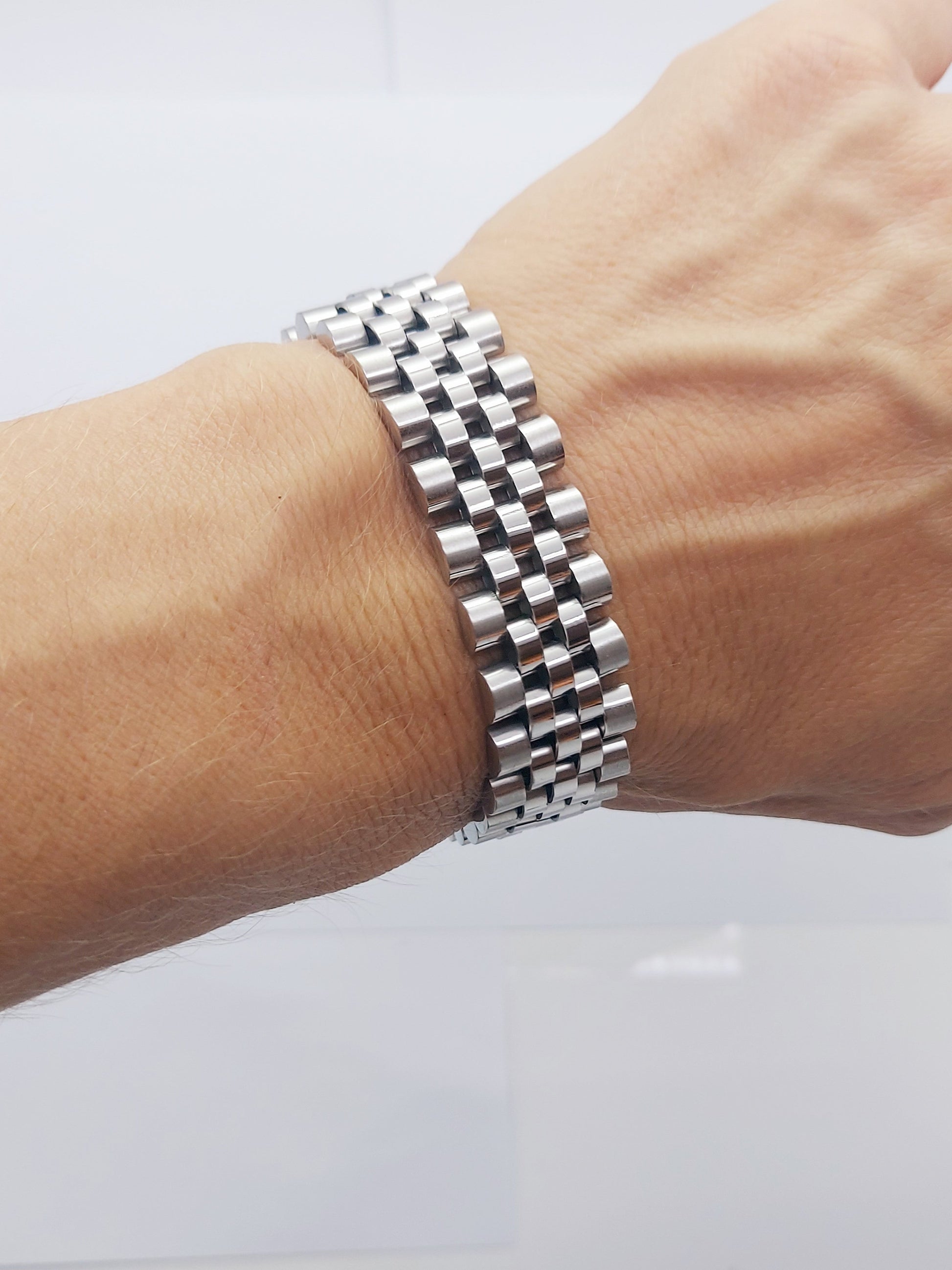 HIGH QUALITY MEN'S WOMEN'S STAINLESS STEEL CLASSIC BRACELET SILVER LARGE steelstyle33