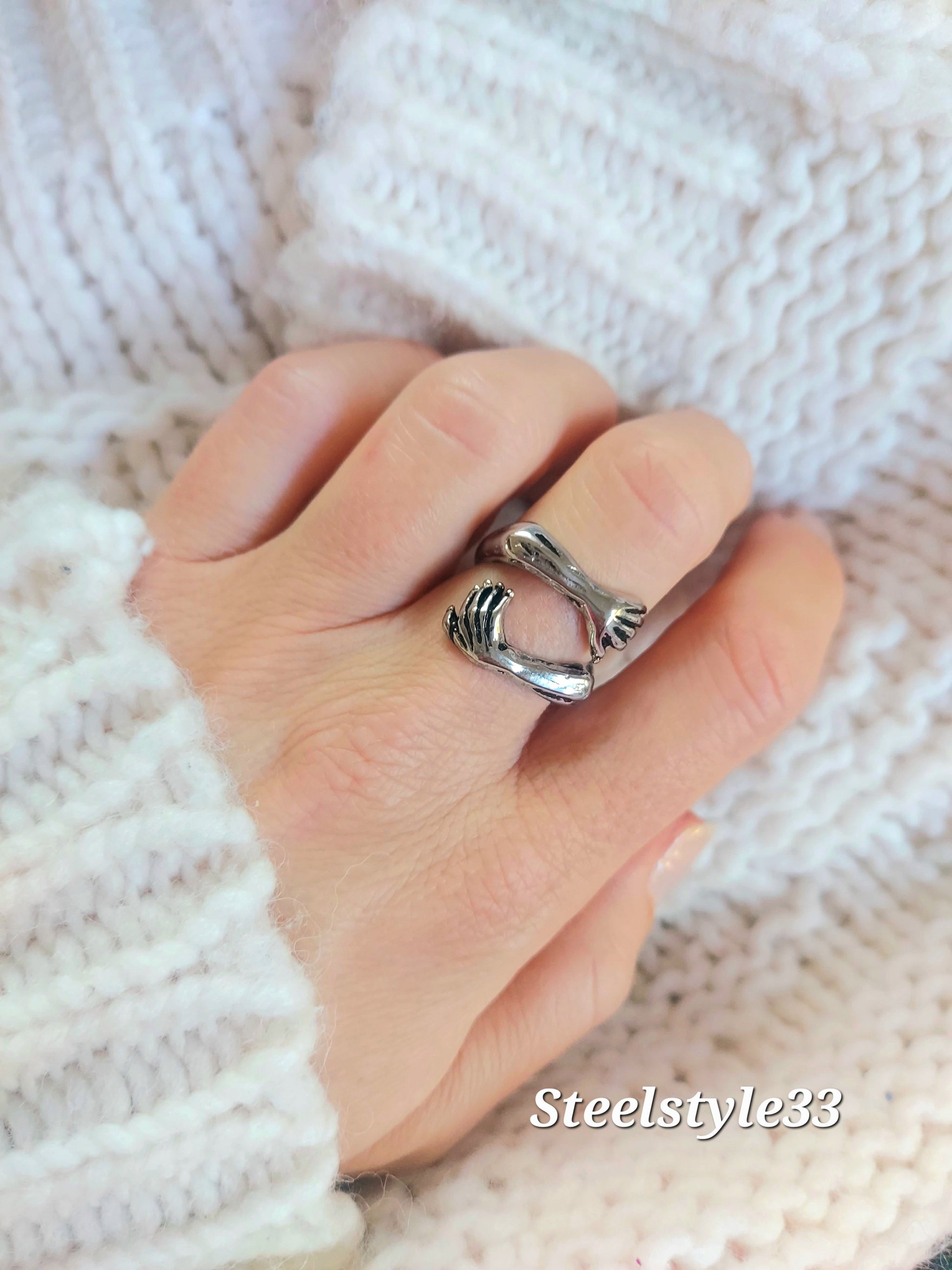 Silver Love Hugging ring stainless steel 316L vintage steelstyle33