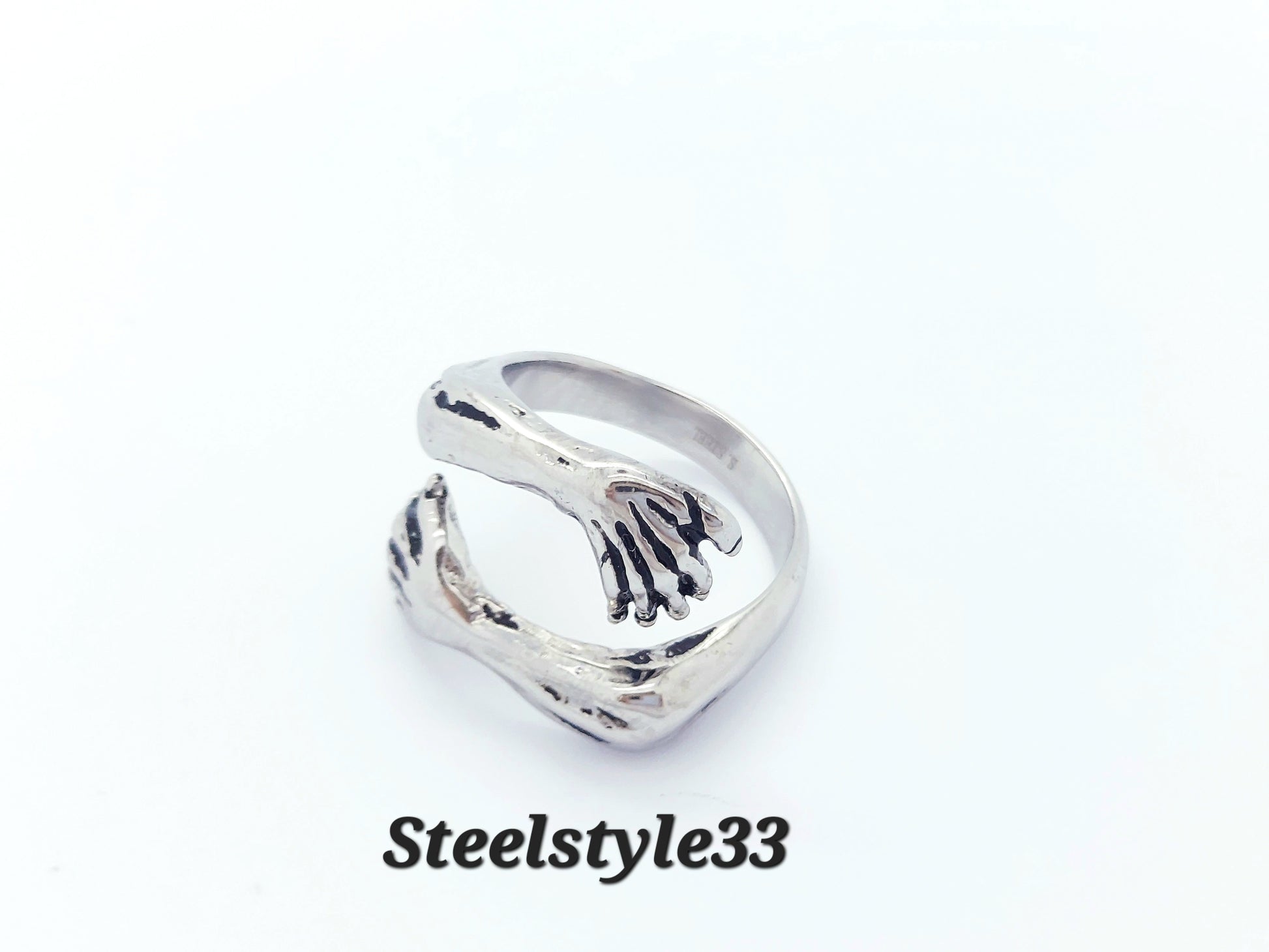 Silver Love Hugging ring stainless steel 316L vintage steelstyle33