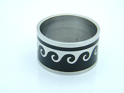 LARGE RING STAINLESS STEEL 316L BLACK&SILVER MEN'S WOMEN'S DESIGN steelstyle33