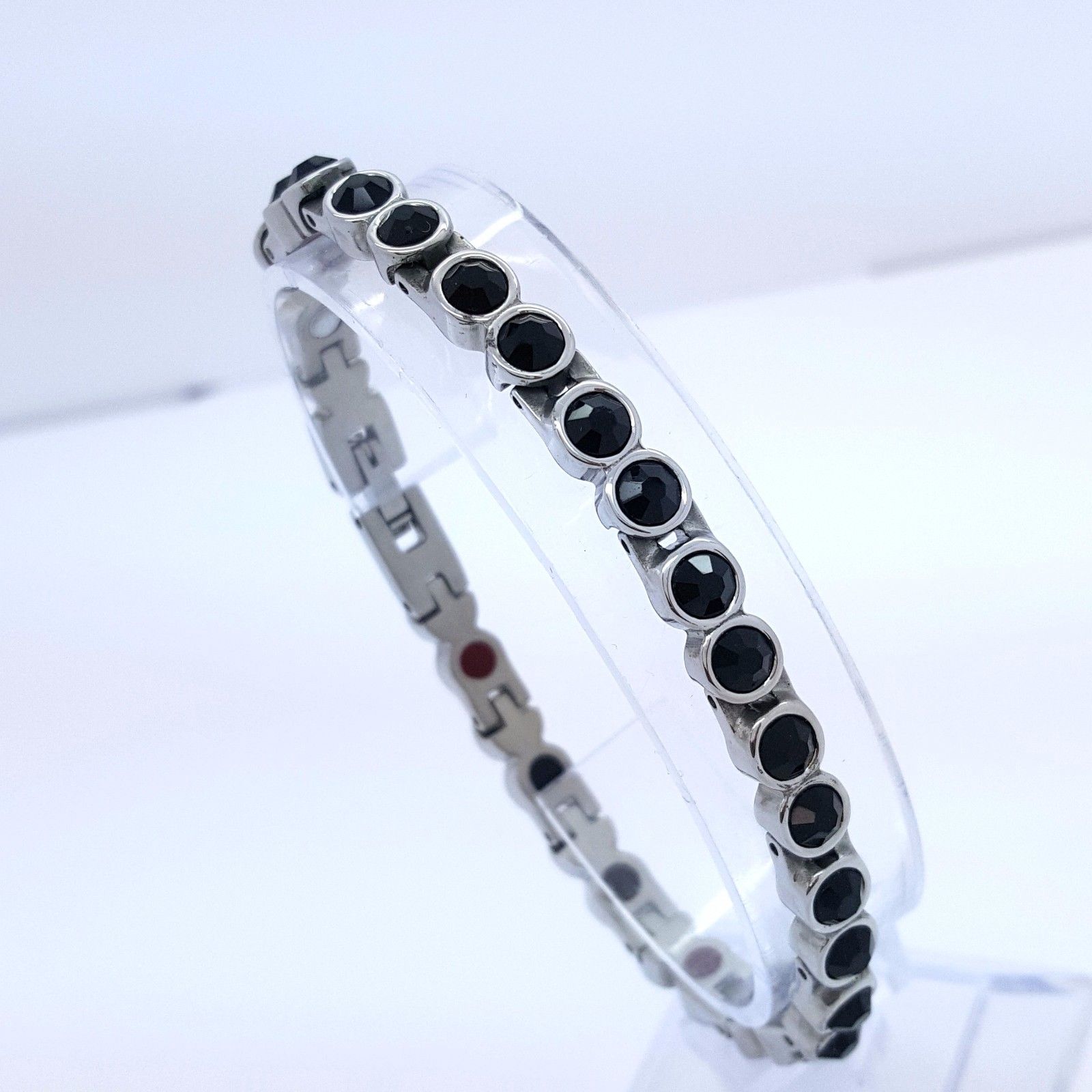 LADIE'S ELEGANT BIO MAGNETIC BRACELET 5 in 1 WITH BLACK ZIRCON STONES MZ2 steelstyle33