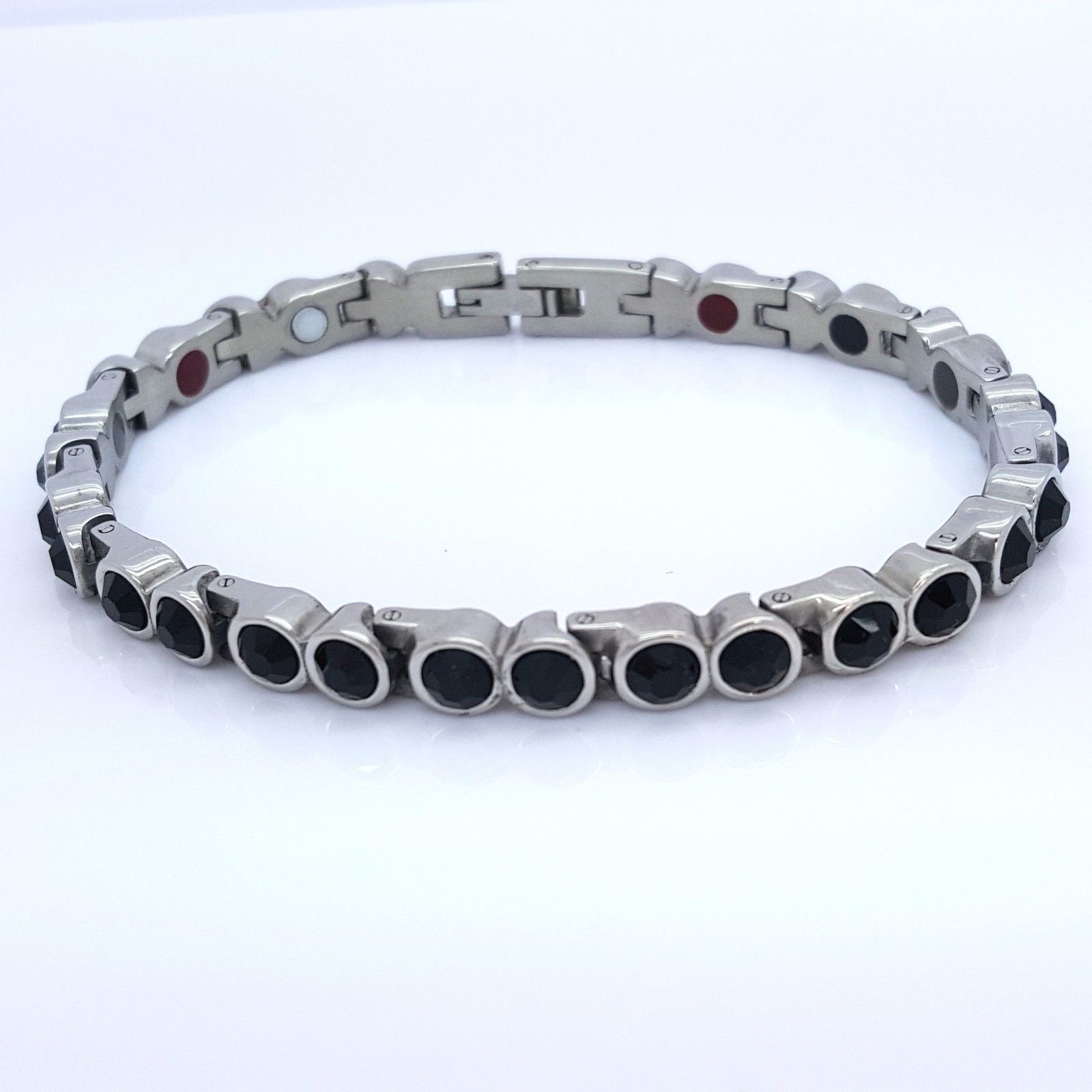 LADIE'S ELEGANT BIO MAGNETIC BRACELET 5 in 1 WITH BLACK ZIRCON STONES MZ2 steelstyle33