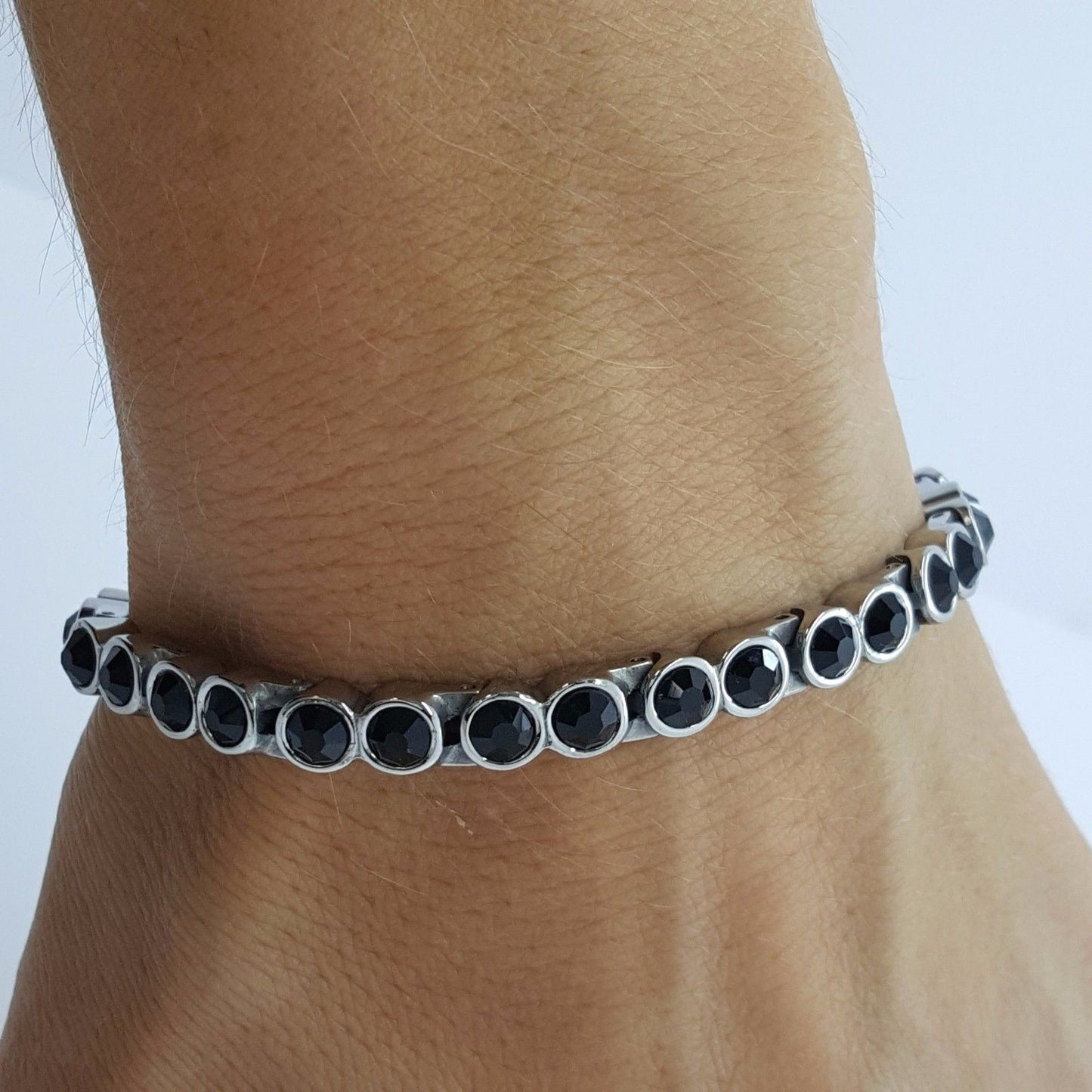 LADIE'S ELEGANT BIO MAGNETIC BRACELET 5 in 1 WITH BLACK ZIRCON STONES MZ2 steelstyle33