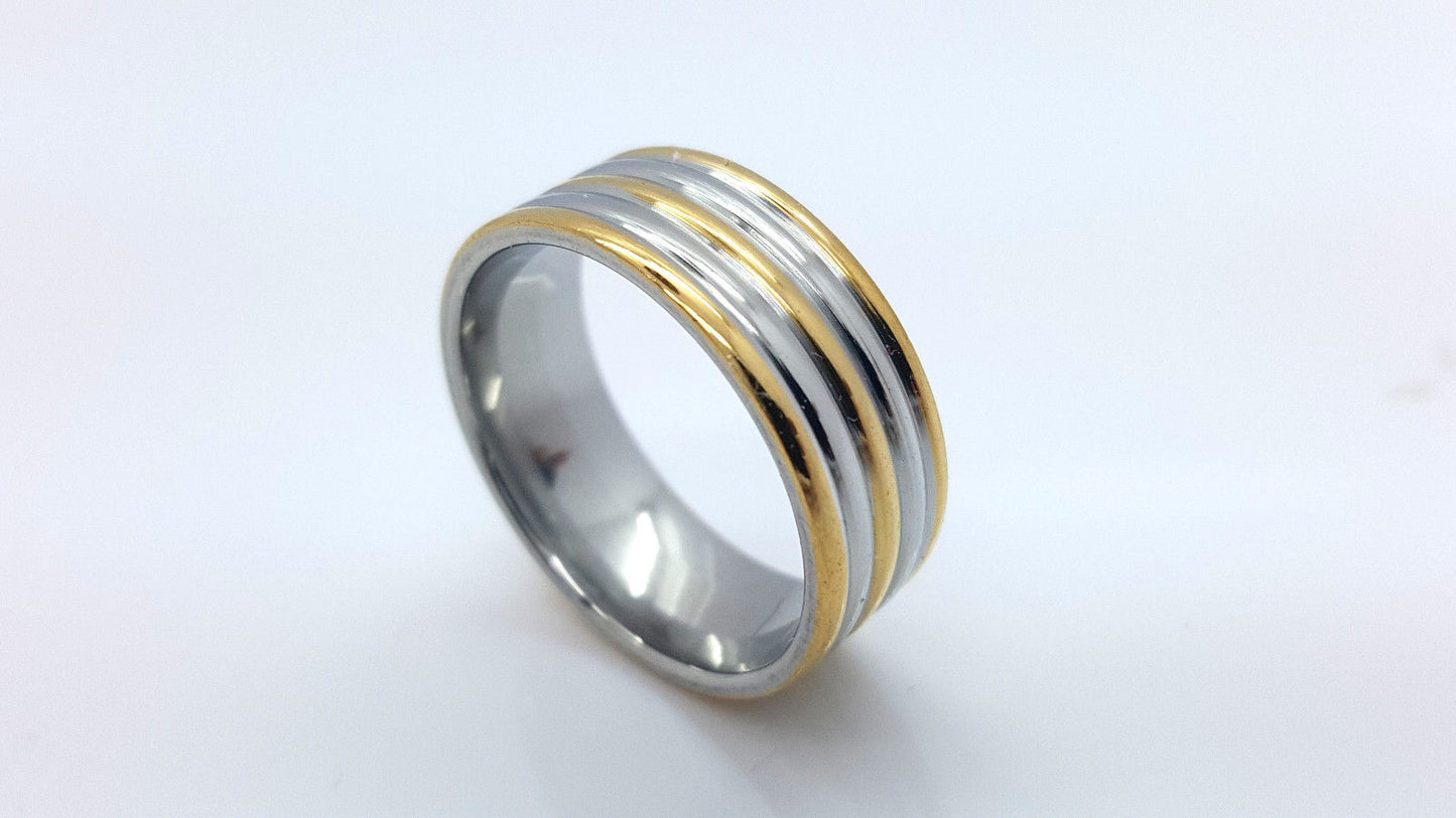 RING STAINLESS STEEL 316L POLISHED SILVER&GOLD MEN'S WOMEN'S Unbranded