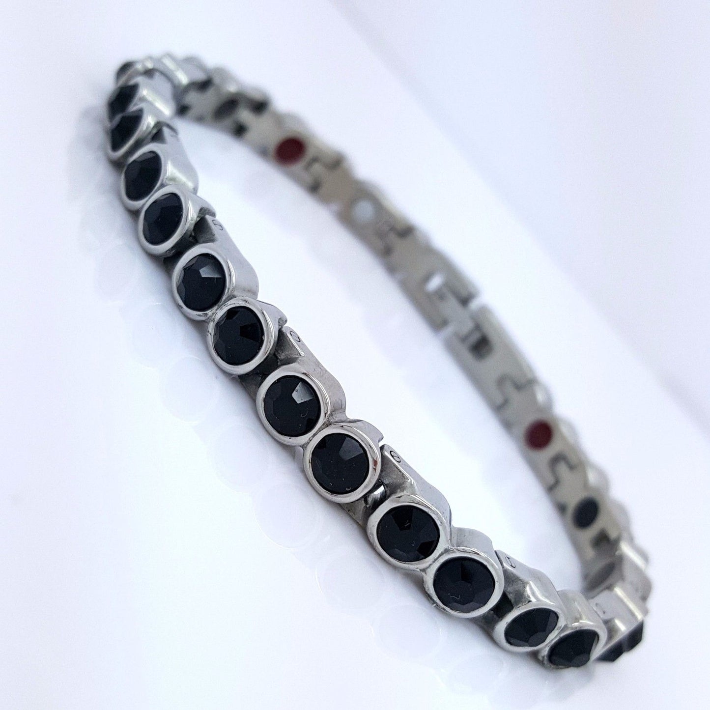 LADIE'S ELEGANT BIO MAGNETIC BRACELET 5 in 1 WITH BLACK ZIRCON STONES MZ2 steelstyle33