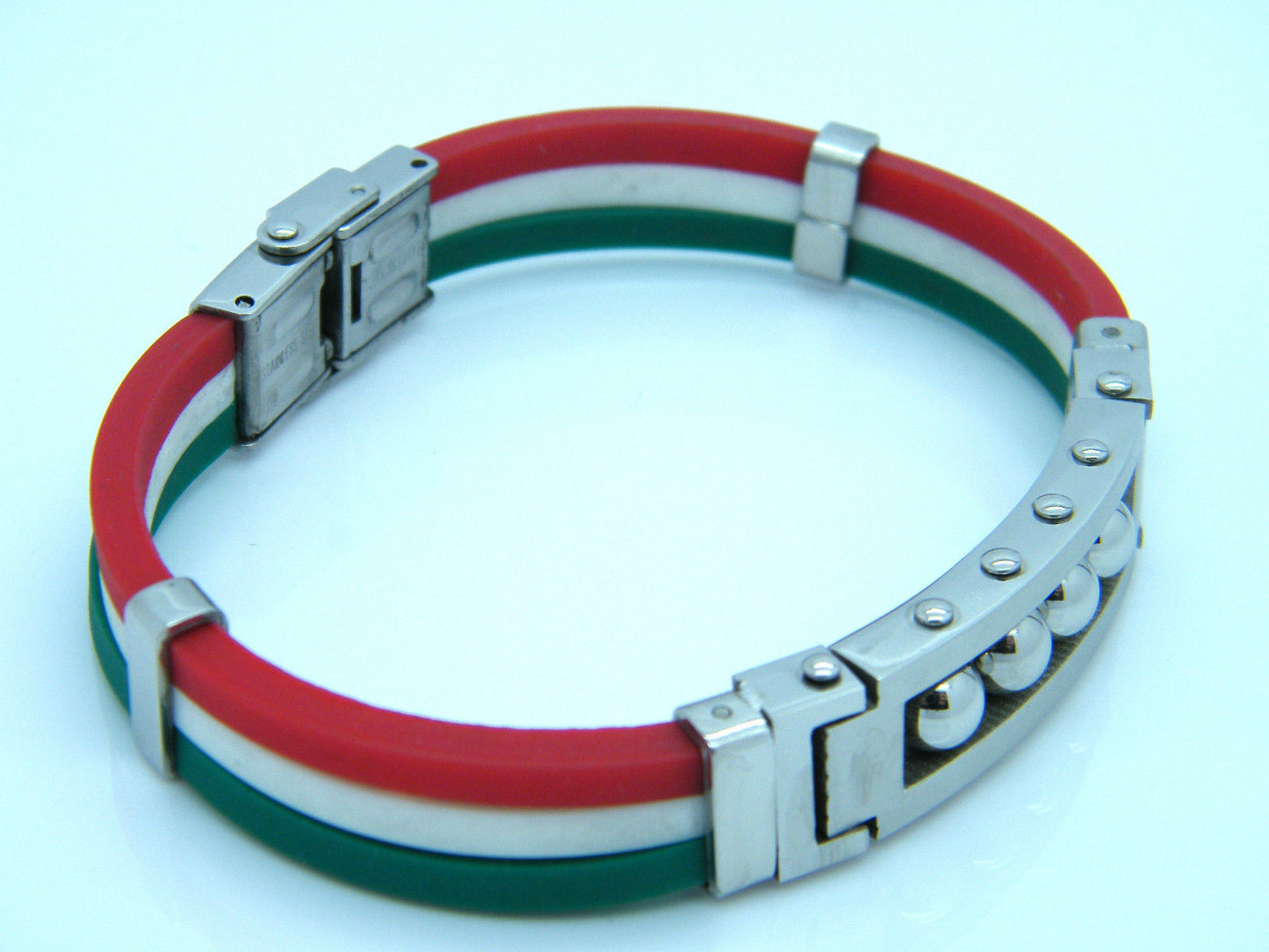 BRACELET WRISTBAND STAINLESS STEEL ITALIAN FLAG JEWELLERY BRACELET