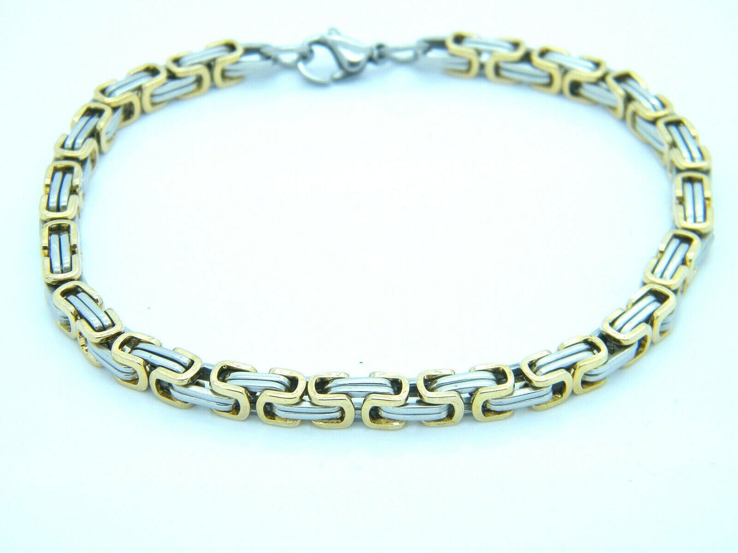 MEN'S WOMEN'S CHUNKY LINK CHAIN BYZANTINE STAINLESS STEEL BRACELET GOLD/SILVER