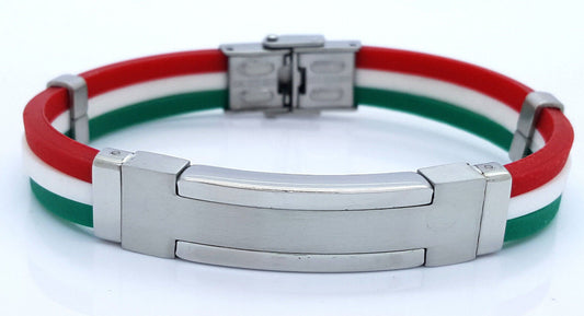 BRACELET WRISTBAND STAINLESS STEEL ITALIAN FLAG JEWELLERY BRACELET 01