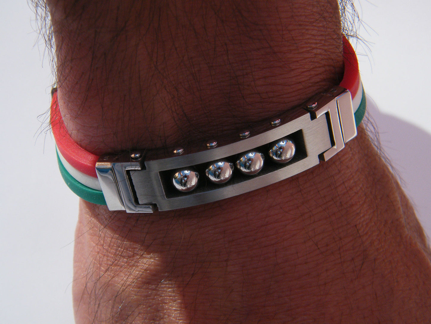 BRACELET WRISTBAND STAINLESS STEEL ITALIAN FLAG JEWELLERY BRACELET