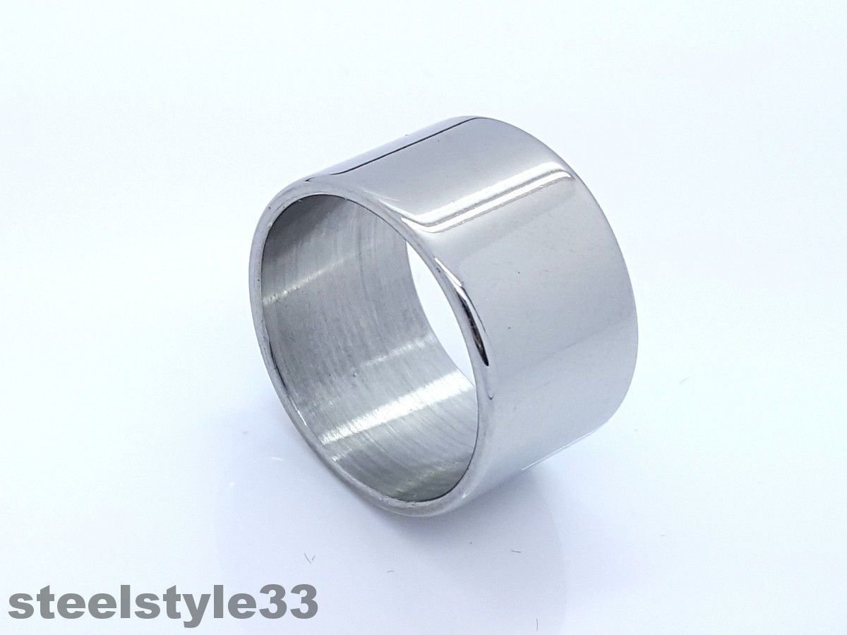 STAINLESS STEEL WIDE SILVER TONE RING MEN'S LADIES